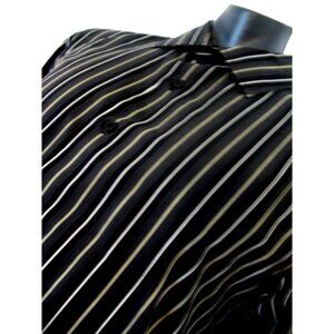 Alfani Shirt Size XL Slim Fit  Black/White Stripes Stretch Cotton